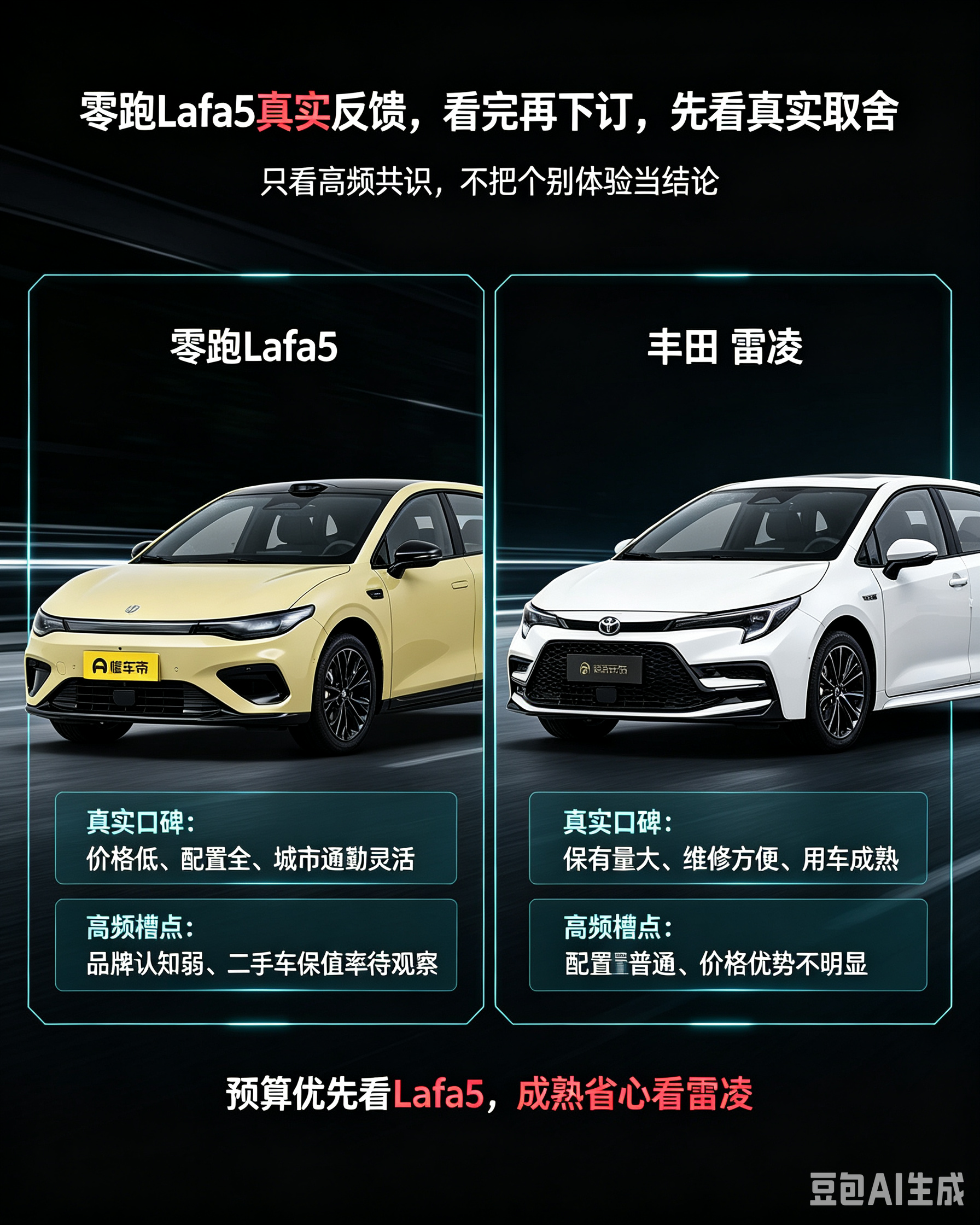 零跑Lafa5对比雷凌，看完再下订