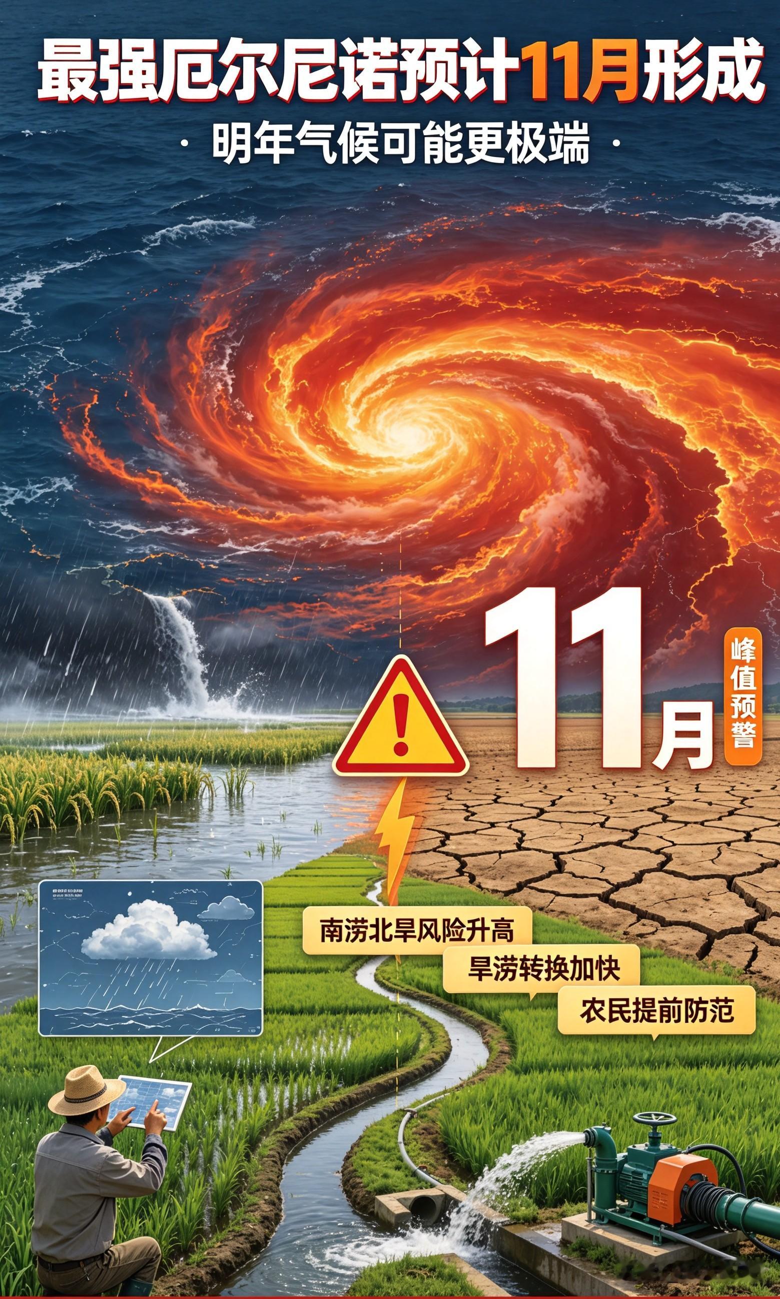最强厄尔尼诺预计11月形成！明年气候更极端，农民朋友提前做防范超级厄尔尼诺 强厄尔尼诺现象 气象厄尔尼诺 气候新周期 极强厄尔尼诺 强厄尔尼诺 秋冬季节气候