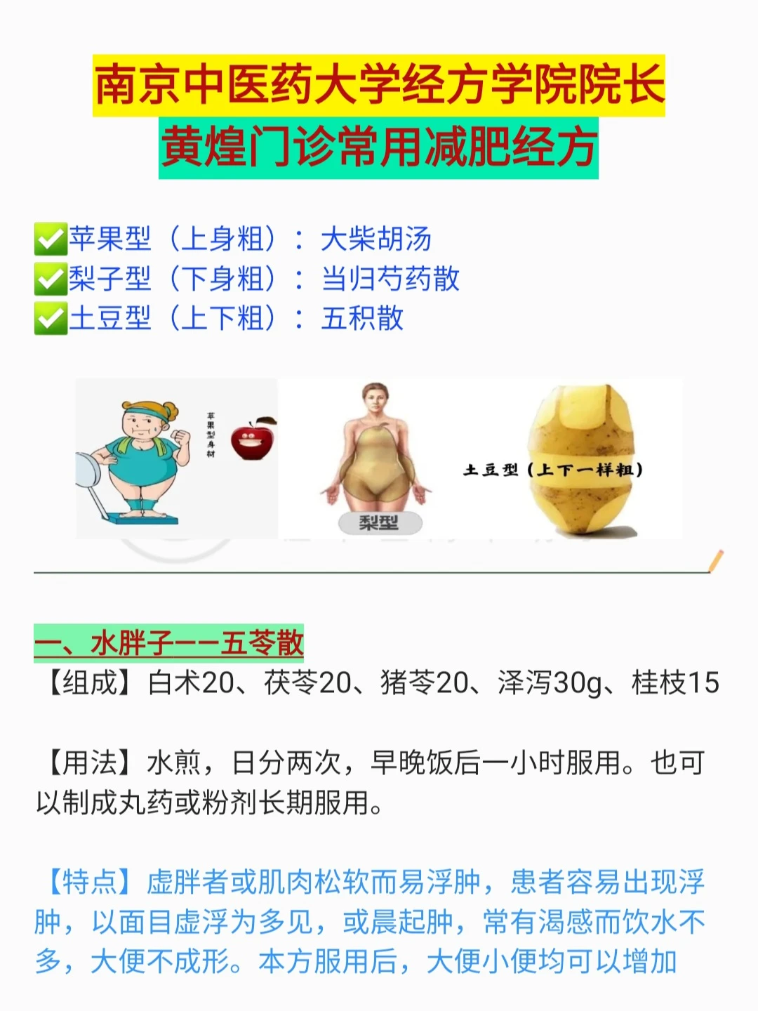 南京中医药大学经方院长 黄煌门诊减肥经方