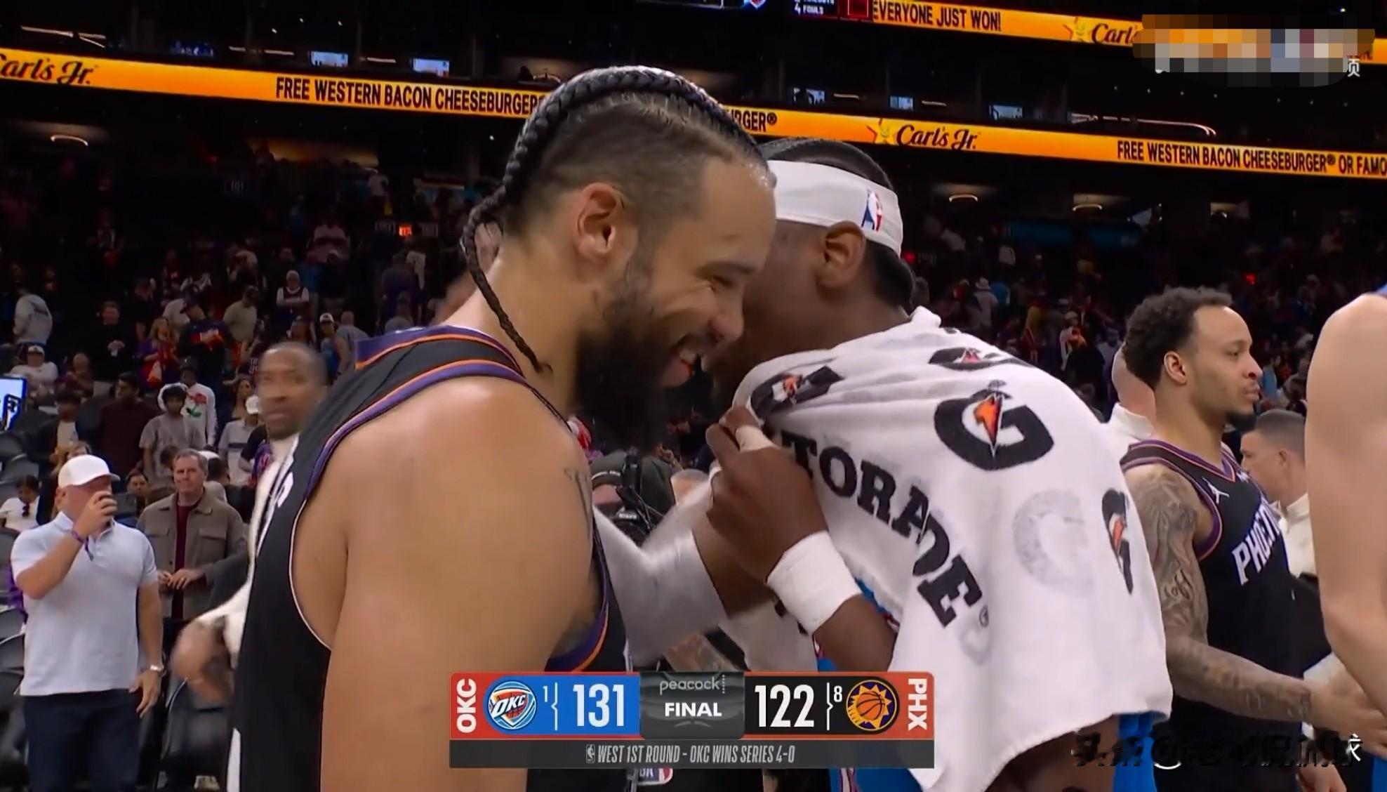 雷霆当家球星亚历山大真是太尊重狄龙了！在今天雷霆客场以131：122力...