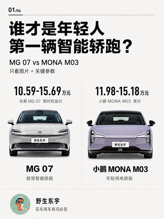 名爵MG 07与小鹏Mona M03，年轻人纠结的轿跑