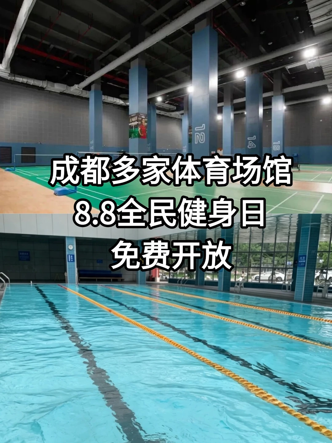 成都8月8日全民健身日，体育场馆免费开放！