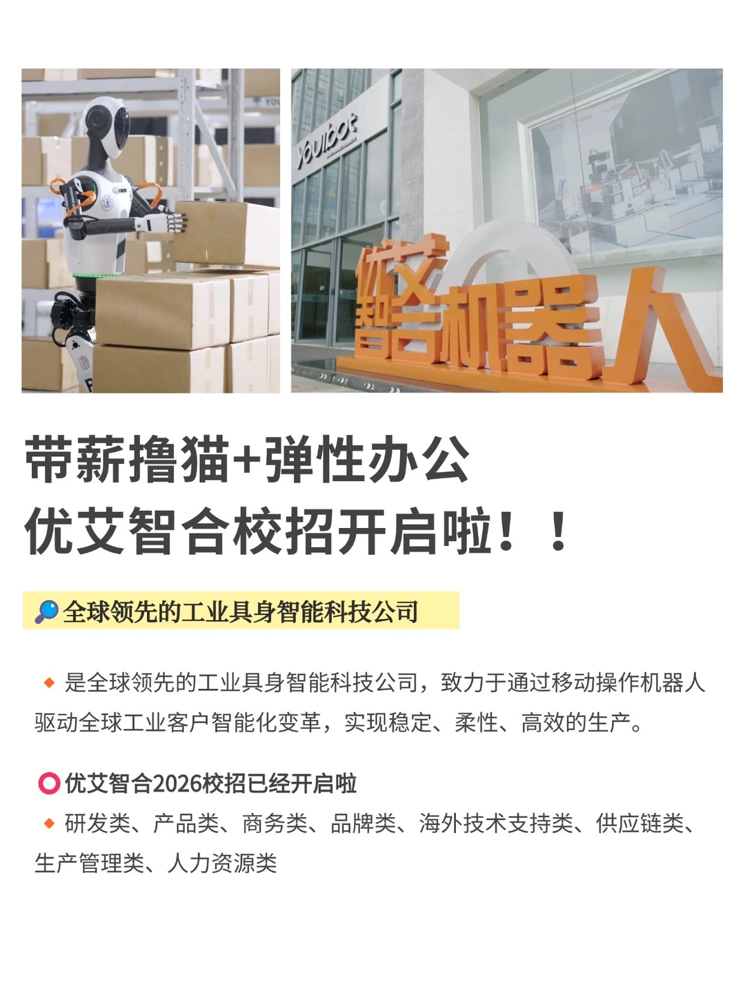 带薪撸猫+弹性办公，优艾智合校招开启！