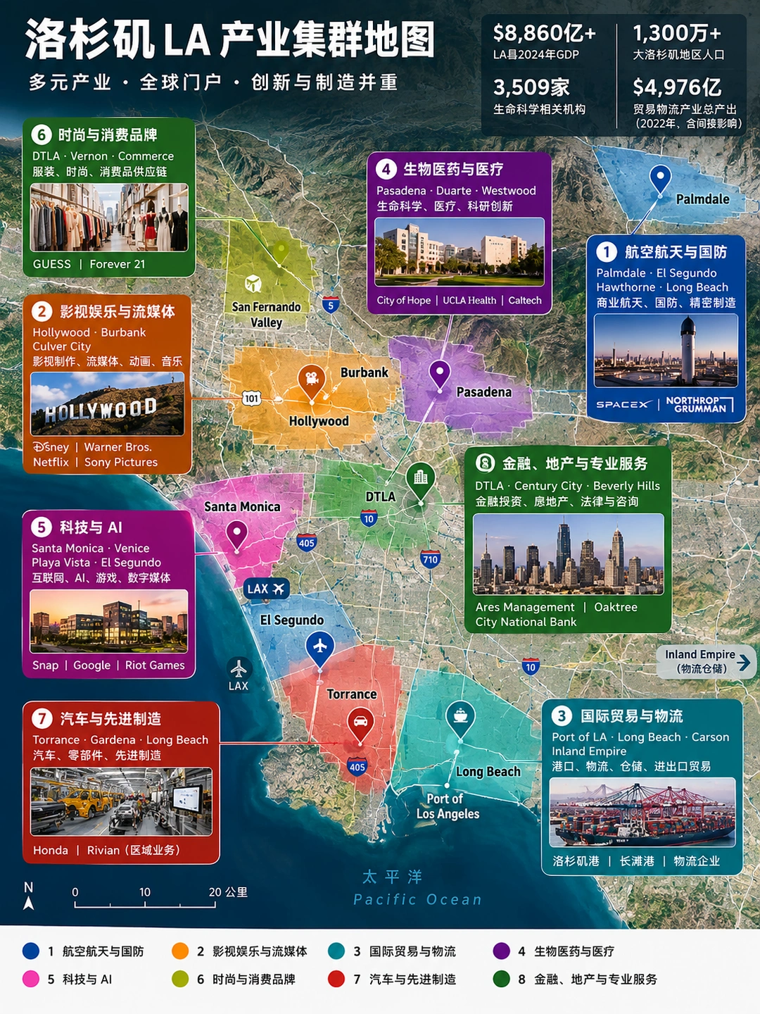 恐怖的洛杉矶：八大产业集群有多强？