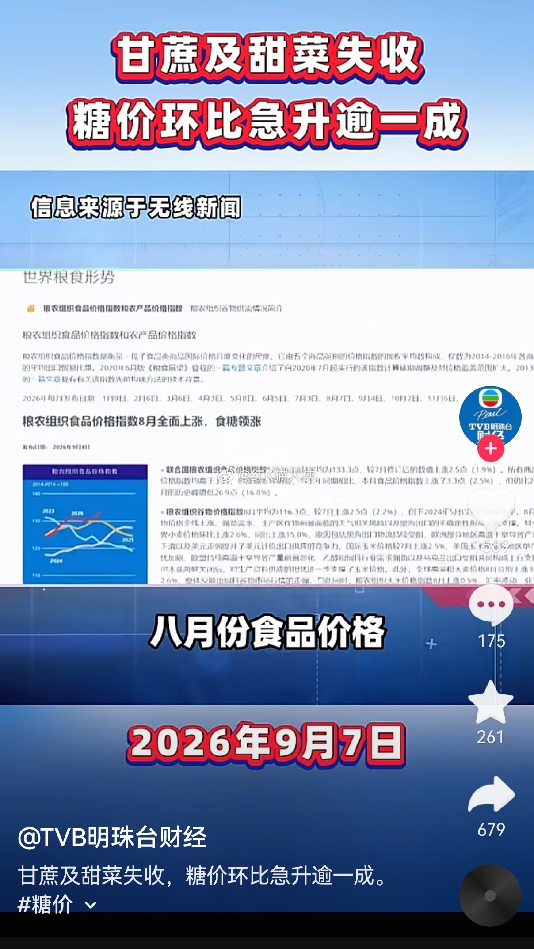 甘蔗和甜菜收购失败，因厄尔尼诺影响巴拿马运河竞价，所以农业消费还会涨，农业也是属于消费 ​