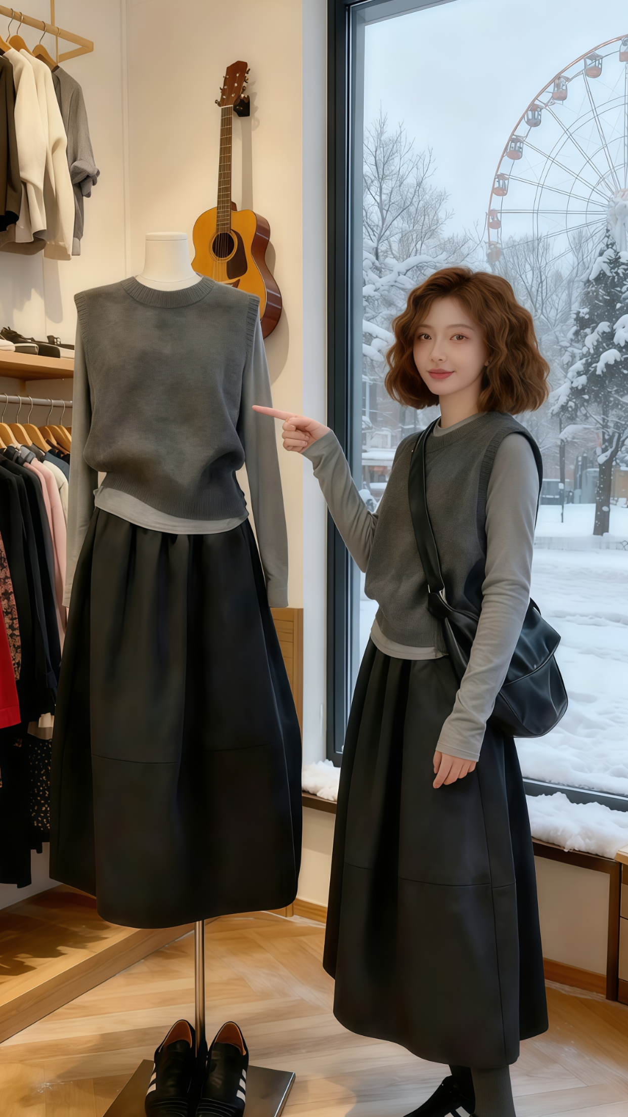 “早秋通勤这么穿！灰调叠穿太戳松弛感🍂 灰调针织马甲+打底的同色系叠...