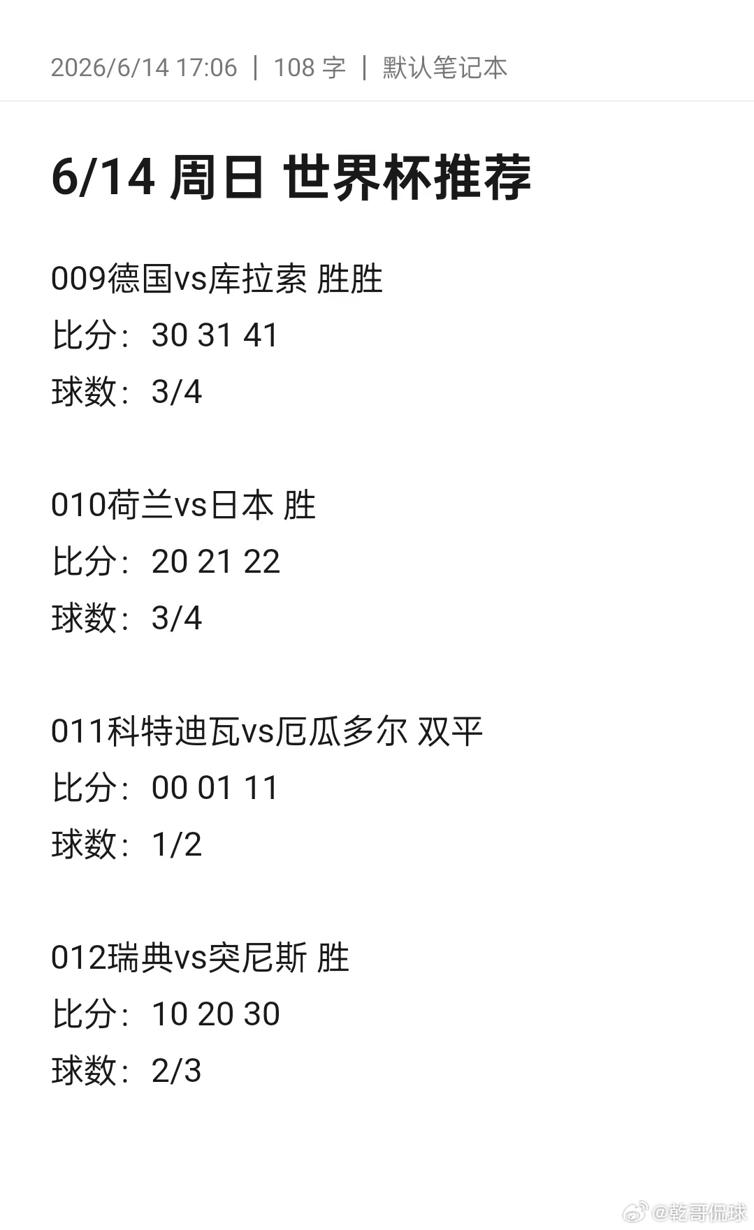 今日世界杯推荐已更新[给力][给力][给力] 昨日无缘期待今晚[努力]...