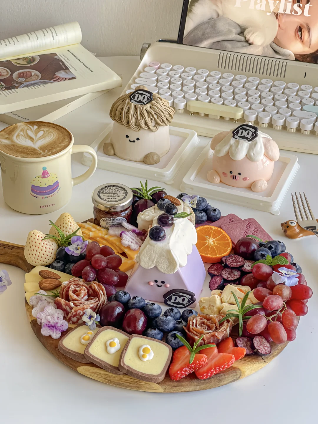 新年下午茶🍆小蛋糕+奶酪火腿拼盘🍰