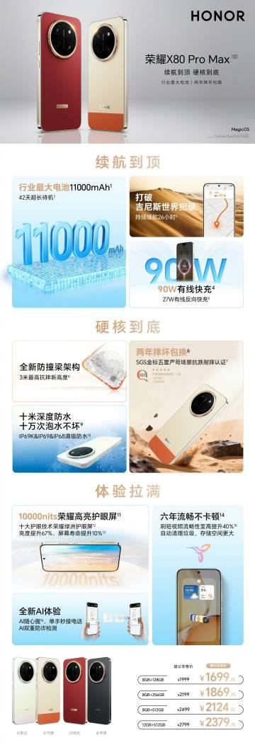 荣耀X80 Pro Max 电池容量 11000mAh，很多平板电脑都...