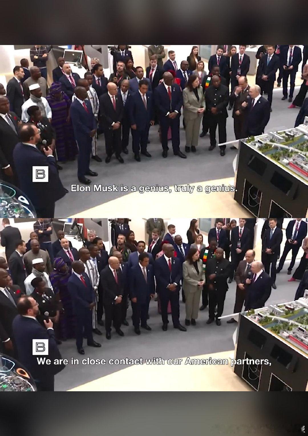 普京表示，俄罗斯与埃隆·马斯克保持“密切联系”，以确保他们的卫星在轨道上“互不干扰”。

他在俄罗斯“曙光”卫星旁称马斯克为“真正的天才”，该卫星是俄罗斯对 Starlink 的回应。

两周前，SpaceX 限制了乌克兰的 Starlink 无人机链接。 ​