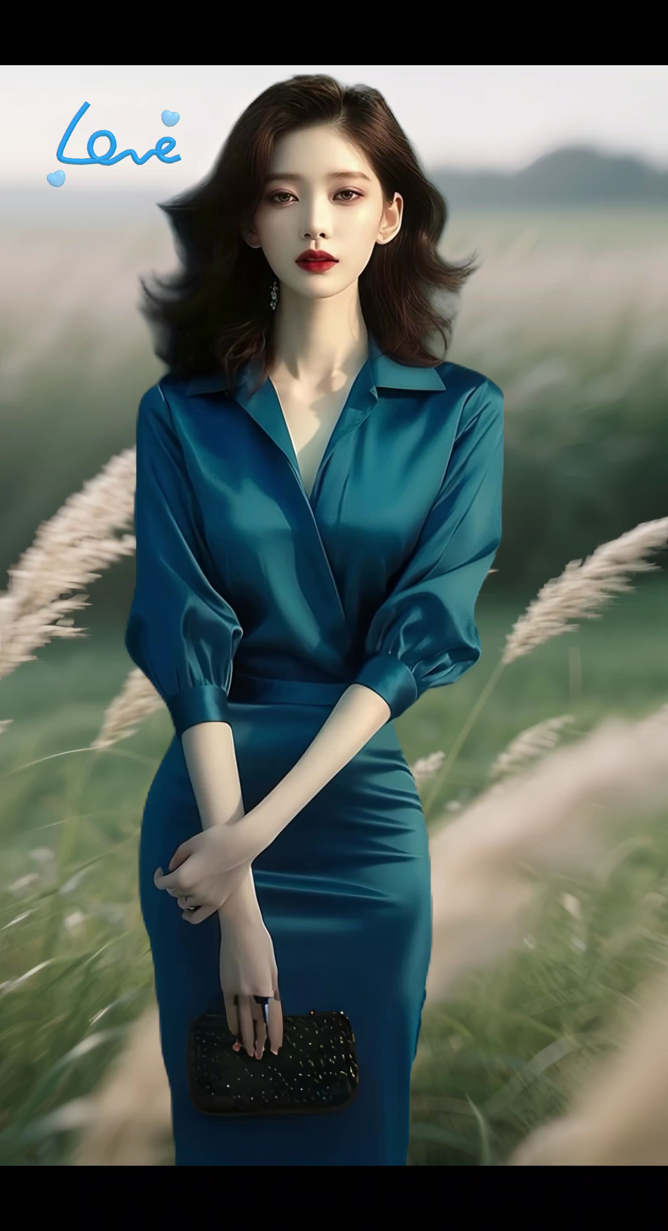 解锁SS3800的高冷御姐美学，做行走的高级色卡💙   一袭蓝色缎面...