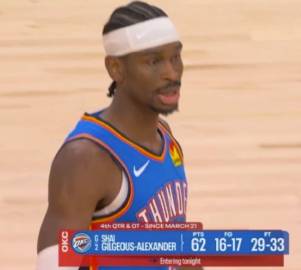 雷霆横扫太阳晋级下一轮，等待火湖胜出者。<br /><br />附一项...