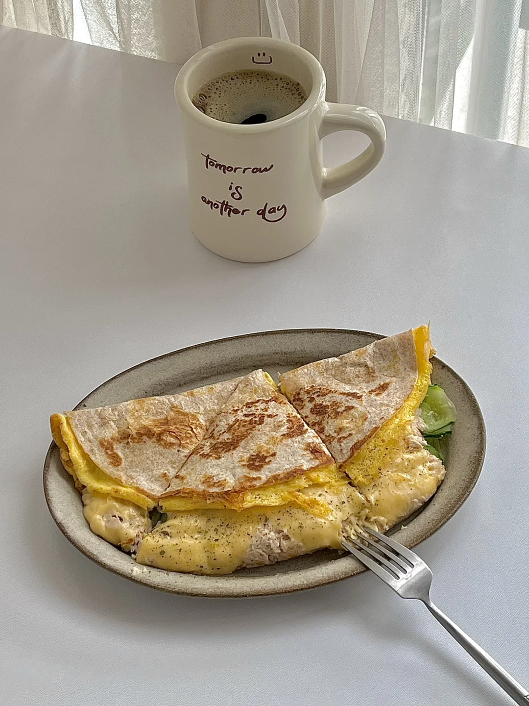 ☀️工作日早餐｜金枪鱼芝士鸡蛋全麦卷饼😋