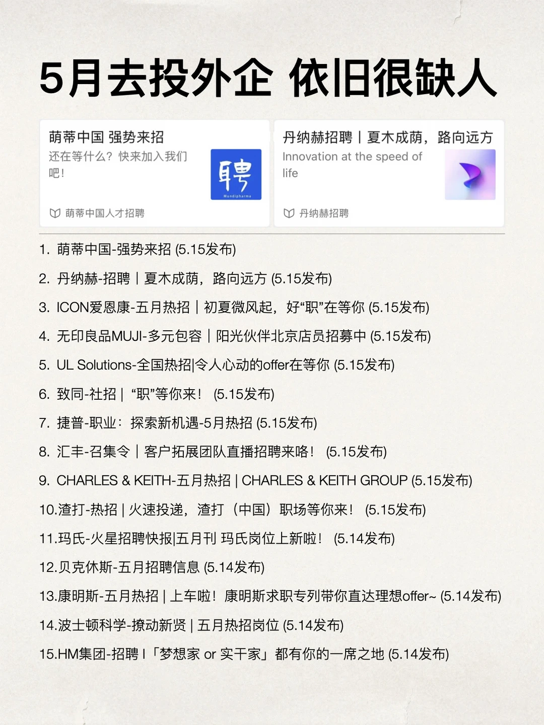 周末没事就去投外企，5月依旧很缺人