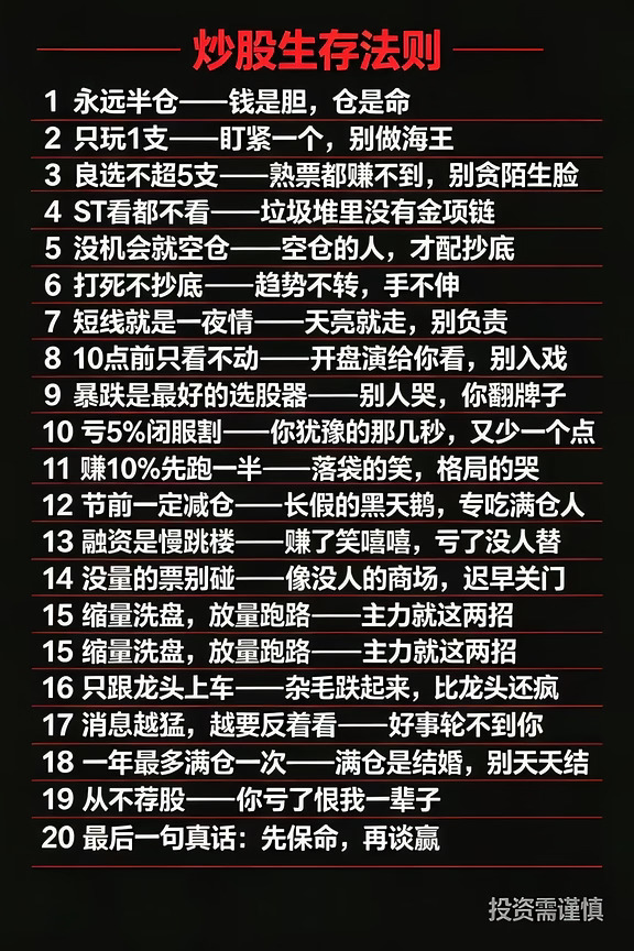 炒股二十大铁律，每天读一遍！