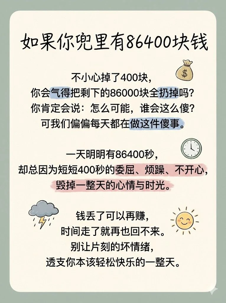 如果你兜里有86400块钱