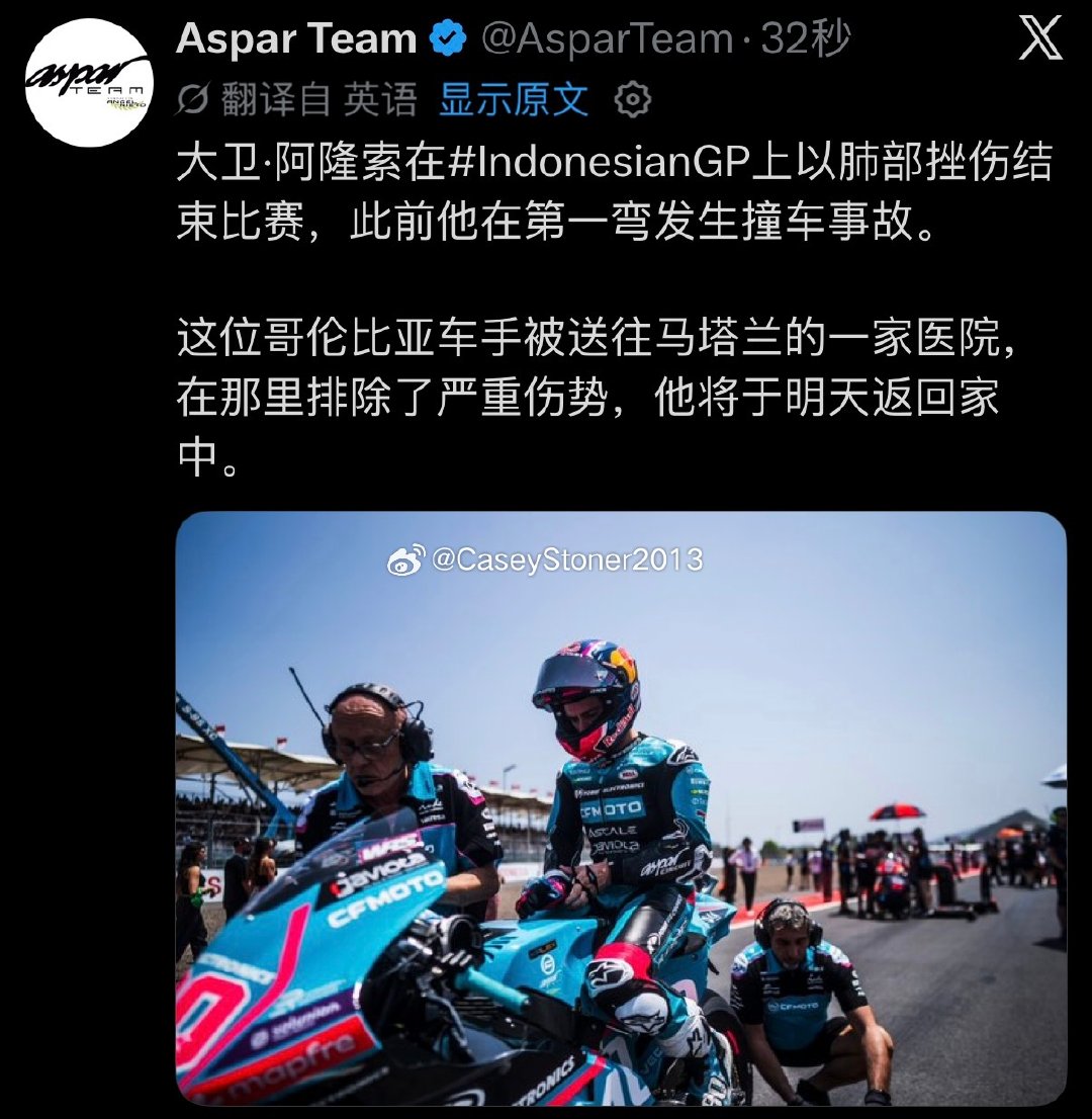 #MotoGP[超话]# 
加油恢复💪
#CFMOTO##MotoGP# ​