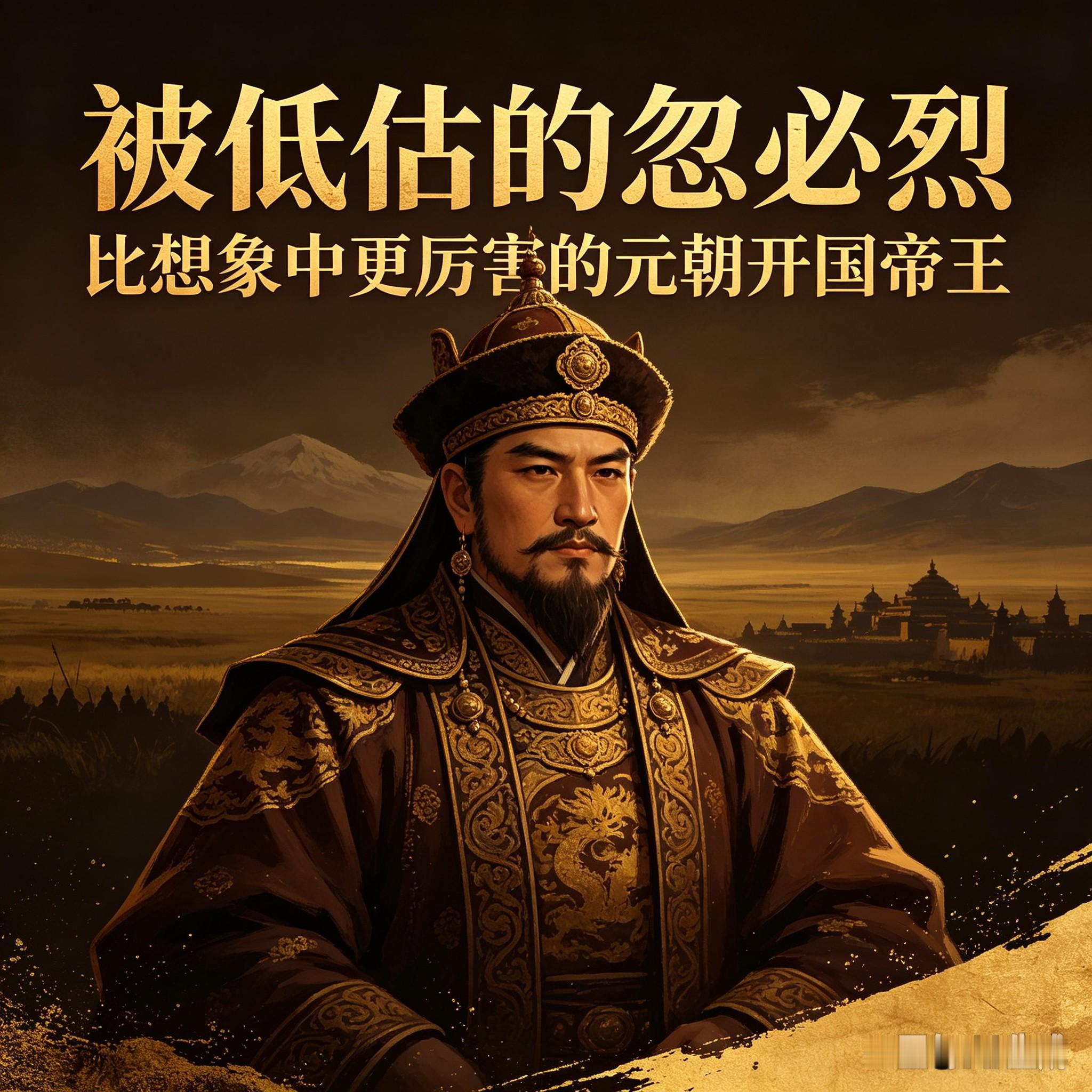 元朝的二代皇帝：忽必烈

被严重低估的忽必烈！比爷爷成吉思汗更厉害，却被国人忽视百年
 
说起蒙古帝王，所有人第一时间想到的，一定是横扫欧亚、战无不胜的成吉思汗。可很少有人知道，真正把蒙古帝国推向巅峰、完成华夏大一统、建立元朝的核心人物，是他的孙子——忽必烈。
 
很多人对忽必烈的印象特别单薄，无非