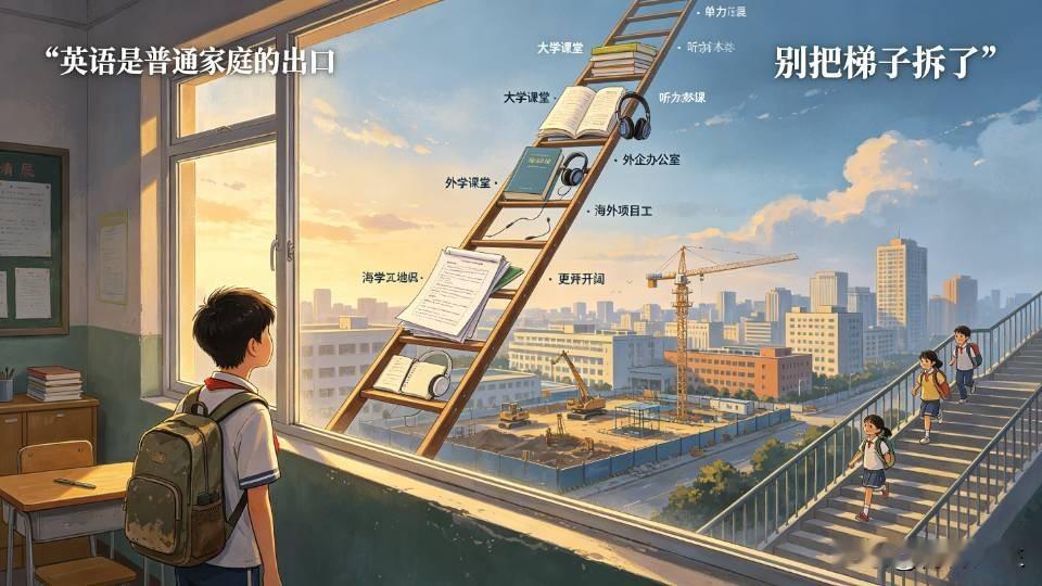 英语降分呼声高，普通家庭沉默，小镇做题家的出口在哪。
最近网上又开始吵英语主科地位的事了。汤家凤说英语该取消，洪明基建议高考降分到100分，两边吵得挺凶。作为一个普通人，我其实挺关心这个话题的，因为我知道，英语对我来说意味着什么。不是因为它有多高大上，而是它曾经给过我一条路。
我老家在县城，家里条件