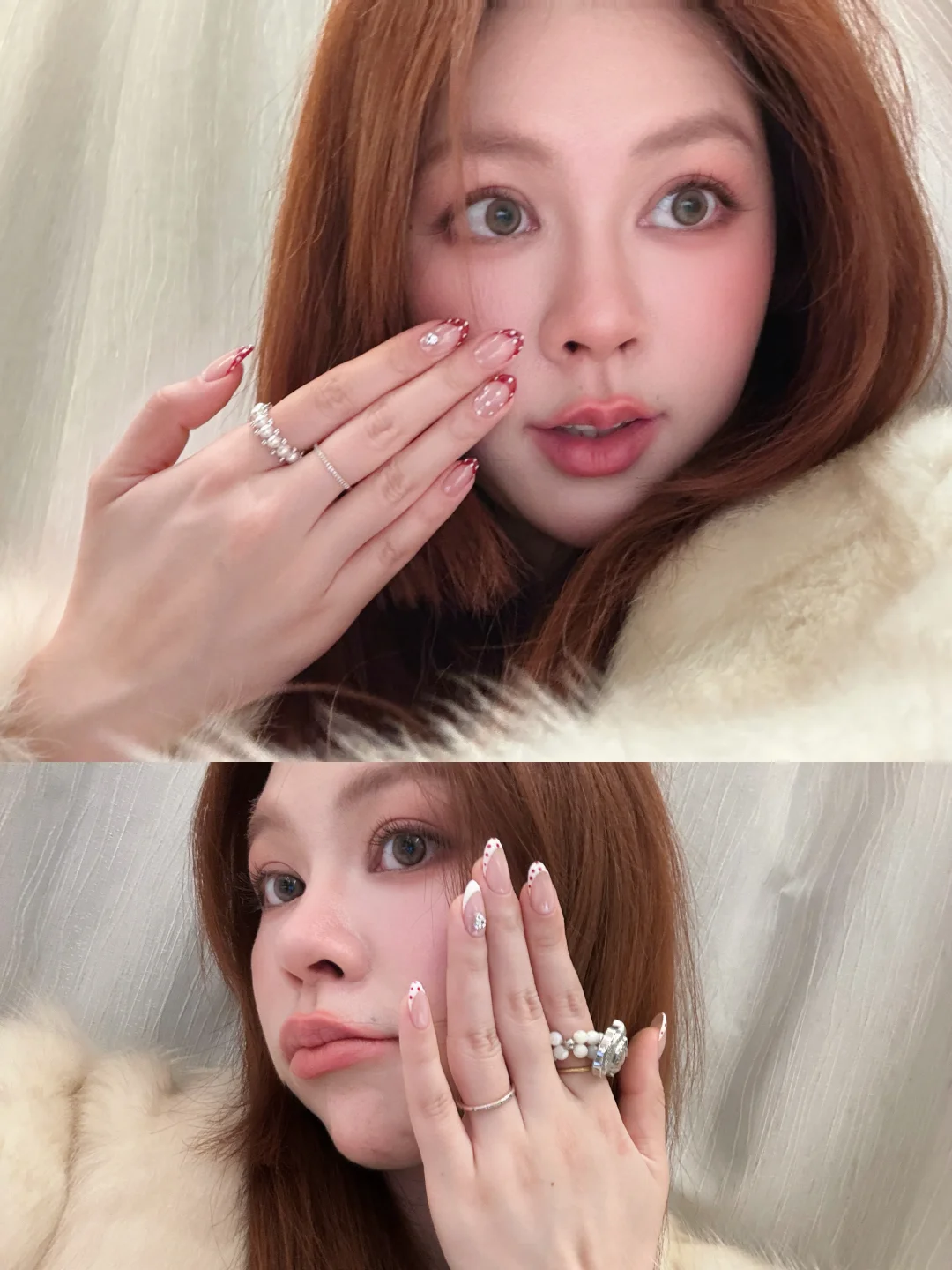 来看我做的千金感新年小美甲💅法式波点神了