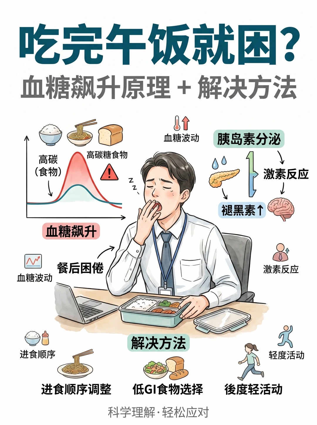 饭后犯困的真相：血糖在坐过山车🎢
