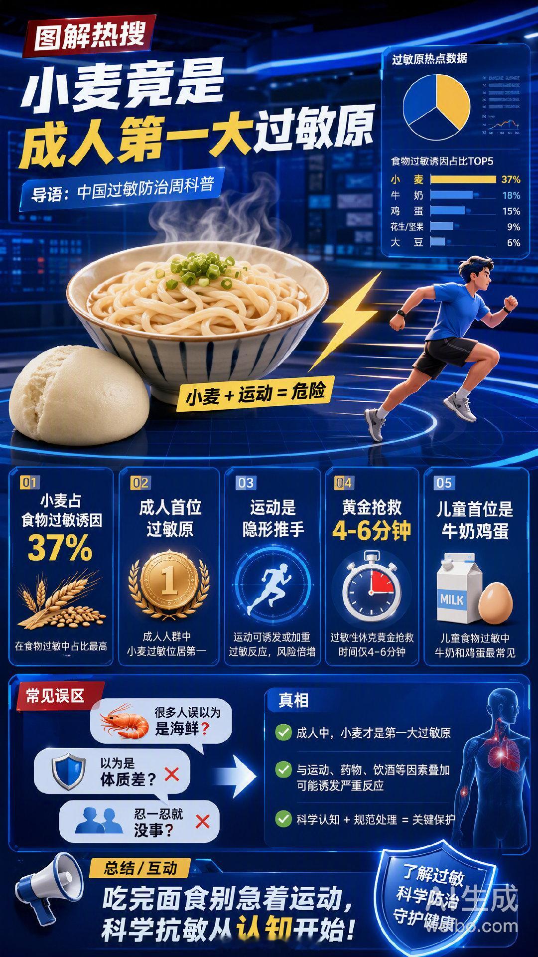 很多人以为海鲜才是过敏大户，但真相可能让你意外——小麦才是中国成人严重...