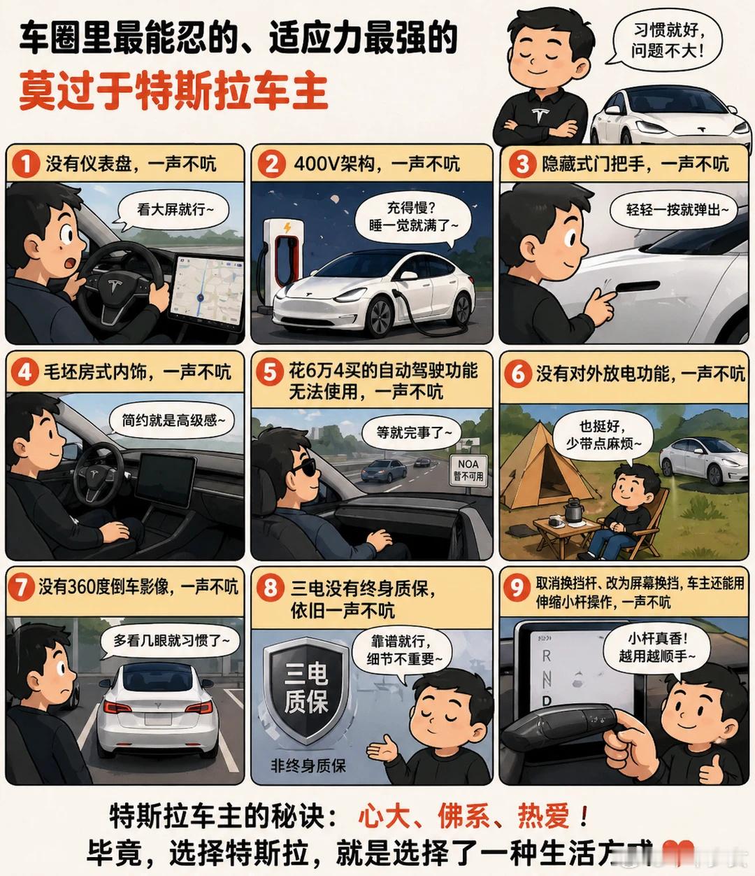 墨镜、防晒衣、太阳伞……😂 最近特斯拉又出新专利，号称解决天幕防晒...