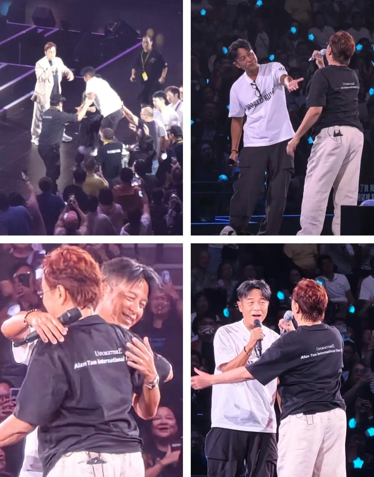 我能接受谭咏麟76岁了

也可以接受他这年纪还开演唱会

但是我真的想不到，他在演唱会上居然随意点了个嘉宾就上台合唱了

昨晚红馆那一幕，我刷到视频的时候愣了好几秒。李克勤本来穿着便装坐在观众席，跟朋友安安静静听歌，结果谭咏麟唱完一轮，往台下扫了一眼，直接张口就喊他的名字。李克勤愣了一下，翻过围栏就