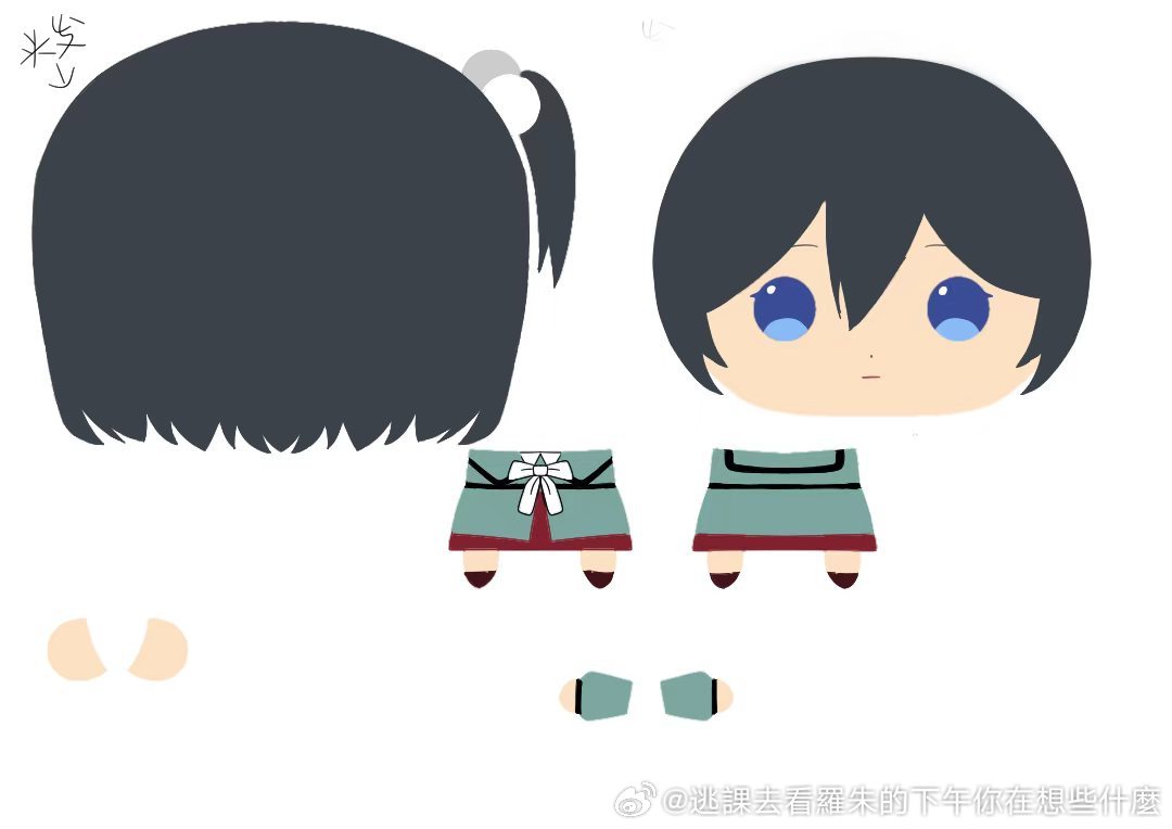 #北涉##北涉[超话]#公开一下缅北涉诈骗大爹拐小孩图纸，扁豆体，可以自用，严禁开团/商用，属性为北涉
*刘海前后关系用深色线条标注。 ​