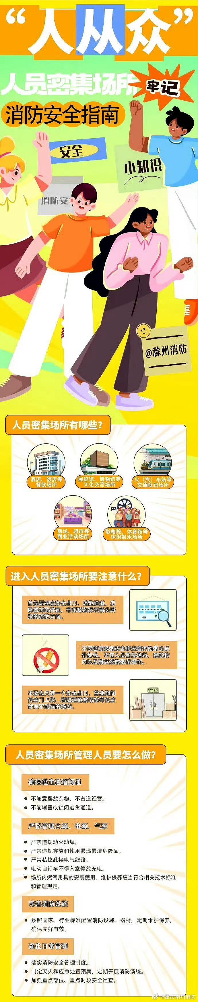 【#人员密集场所安全指南# 】#警方通报王皓被围堵辱骂处理结果##辽宁消防划重点# 在人流量大的地方，一旦有突发情况，极易造成拥堵或踩踏事故。你知道我们进入人员密集场所时有哪些注意事项吗？ ​