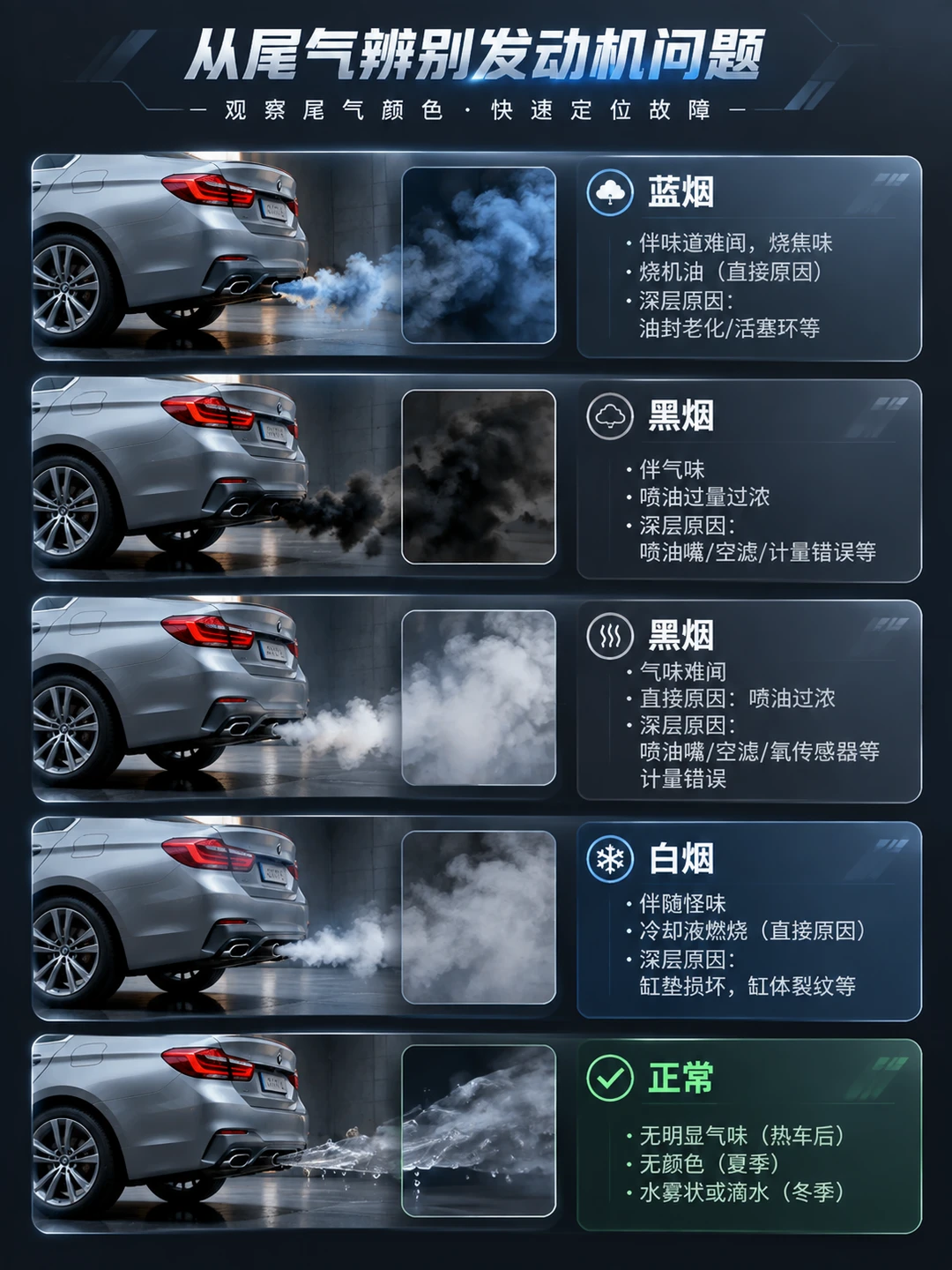 看懂尾气颜色，修车省下大几千！