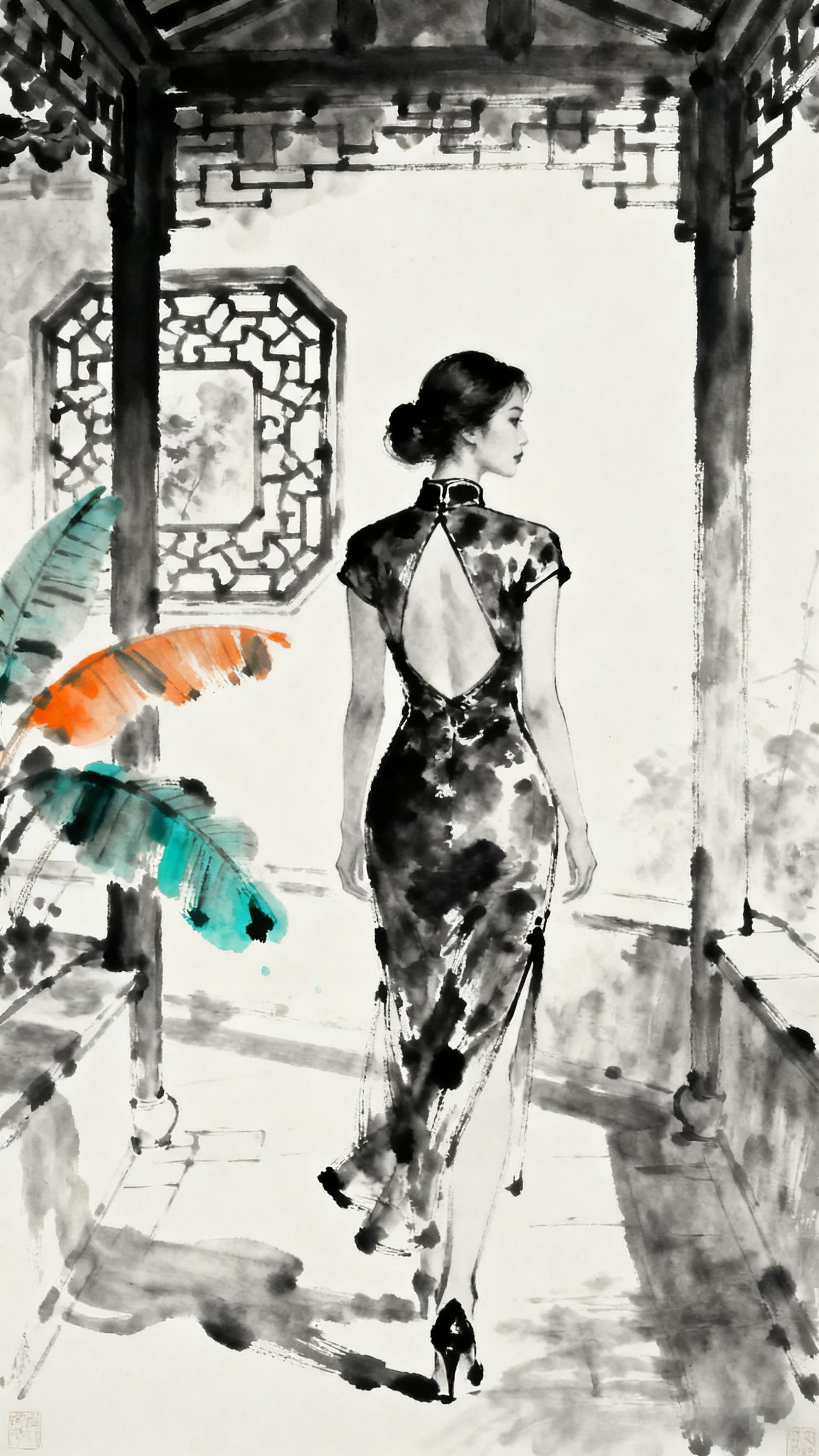 白皙如玉、气质清冷的中式美女