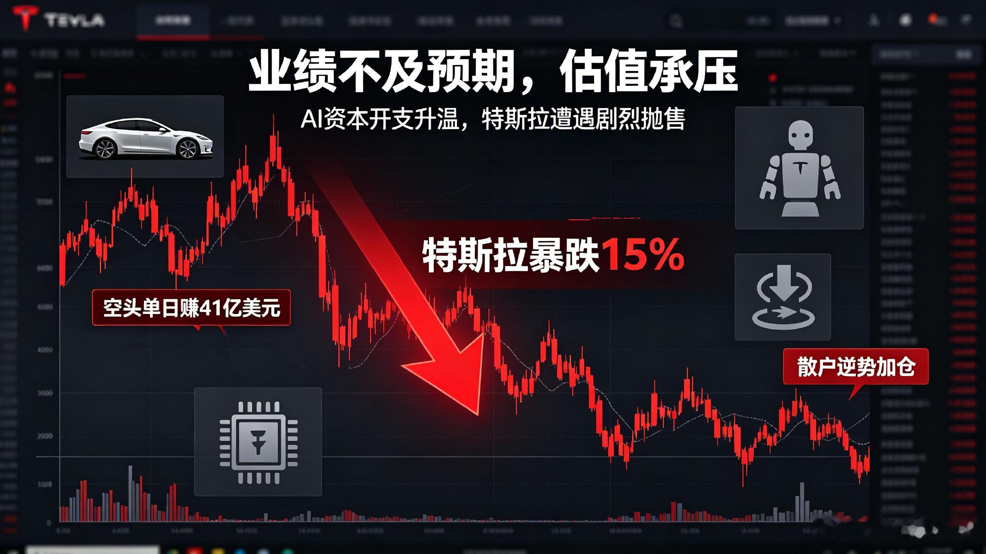 特斯拉盘中暴跌15%，业绩与估值双重压力引发剧烈抛售特斯拉特斯拉股价周...