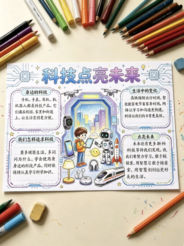 ✨✨✨科技点亮未来手抄报模板