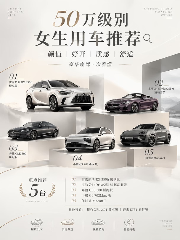 🚗这5款高颜值座驾怎么选？