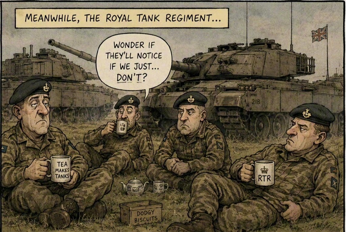 英国士兵们没事可干，只能闲着，喝茶唠嗑。

为了省下3000万英镑，英国直接叫停了涉及90人以上的大规模演训。

#曝英陆军为省钱暂停大规模演训# ​