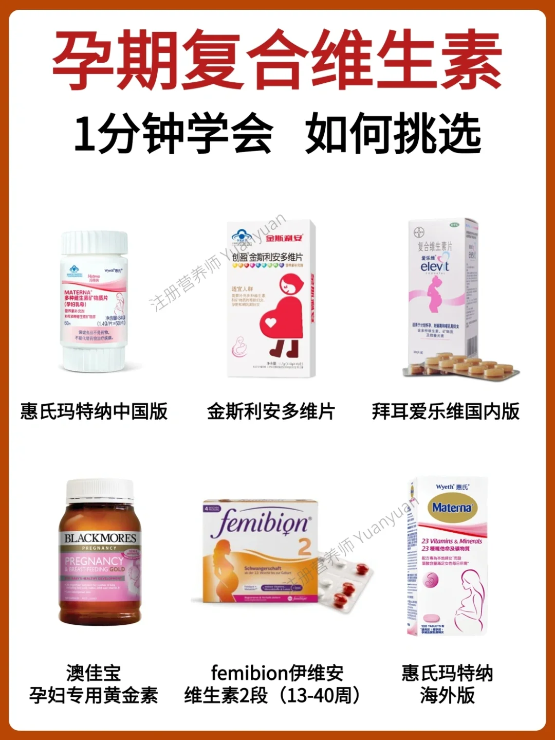 孕期复合维生素这样选|6种常见产品分析