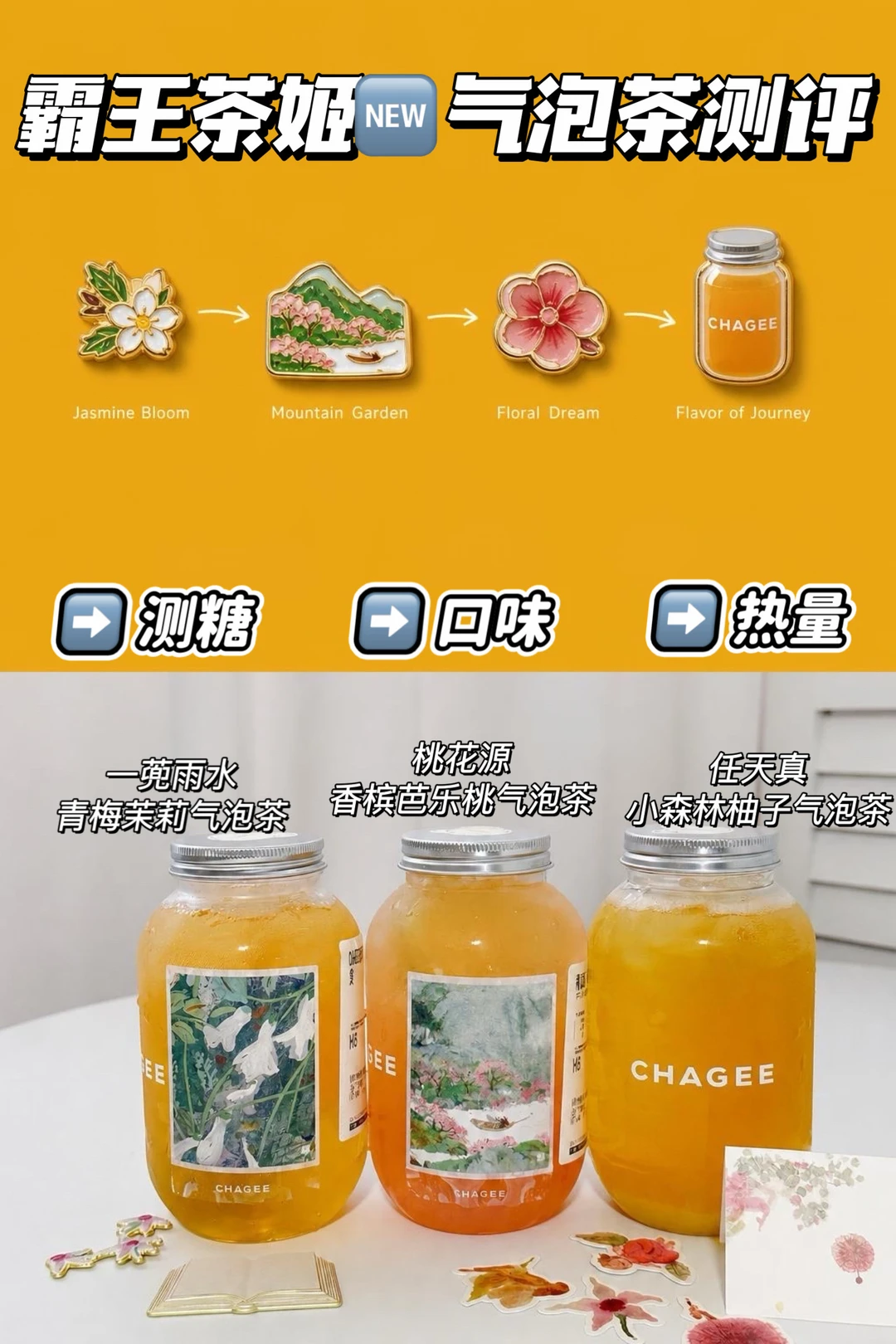 低卡快乐水测评🍬霸王茶姬气泡茶系列