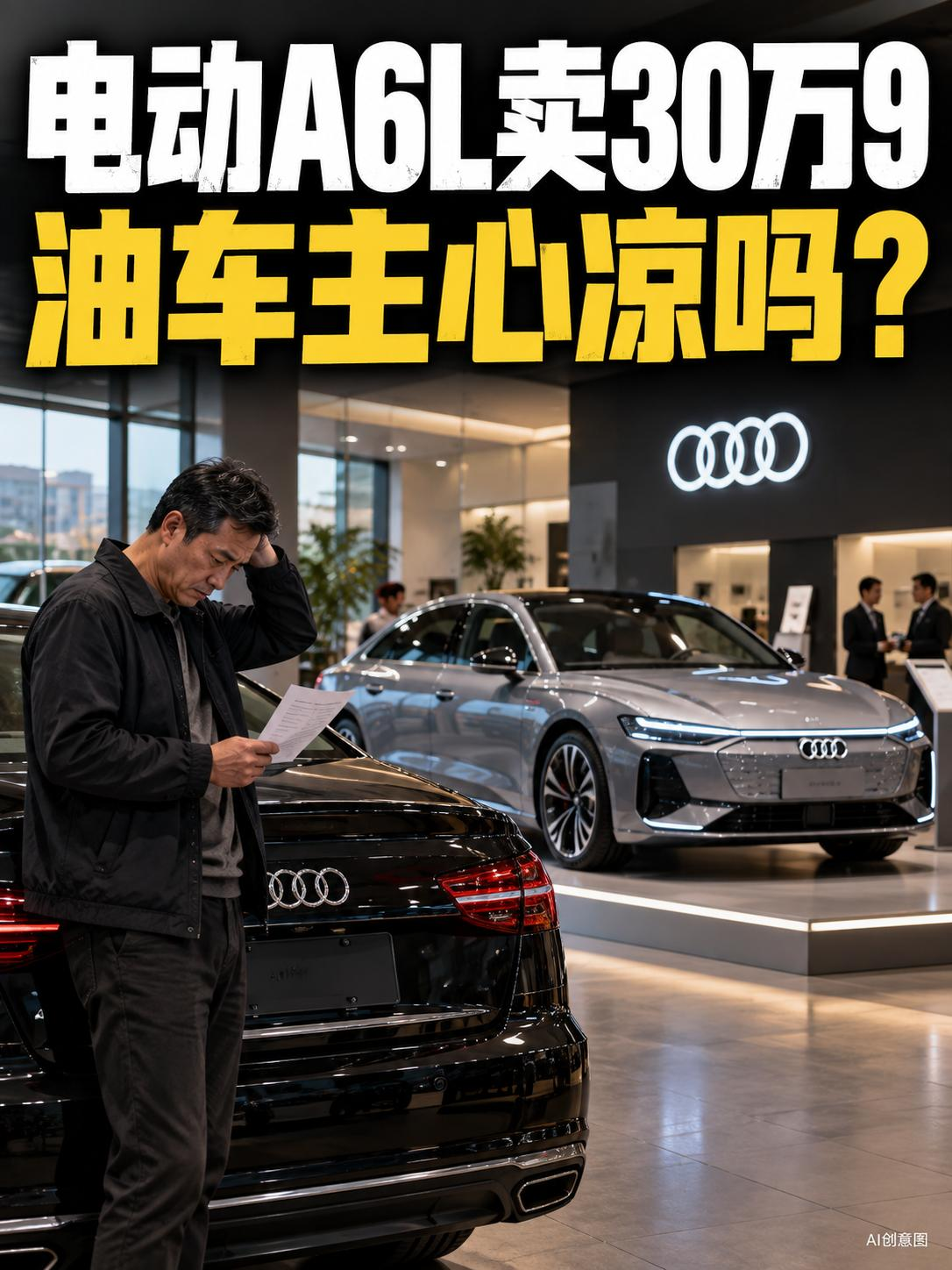 奥迪A6L电车30万9，油车主心凉吗？
奥迪A6L e-tron心动价30.98万元起。过去买A6L看发动机和优惠，如今同一价位直接出现长轴纯电版本，老车主难免重新计算保值率。
三十万元买A6L，你选加油还是充电？【来自懂车帝车友圈】