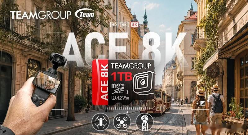 #十铨8K存储卡#
十铨科技发布ACE 8K存储卡
IT时代网9月17日消息，存储厂商十铨科技发布 ACE 8K MicroSDXC 存储卡，面向 Insta360、大疆相机以及无人机等手持影像设备，主打高速传输与持续录制能力。
按官方给出的规格，这款存储卡支持4K 120FPS视频录制，适用于360度全景、运动画面与手持内容创作。它 ​