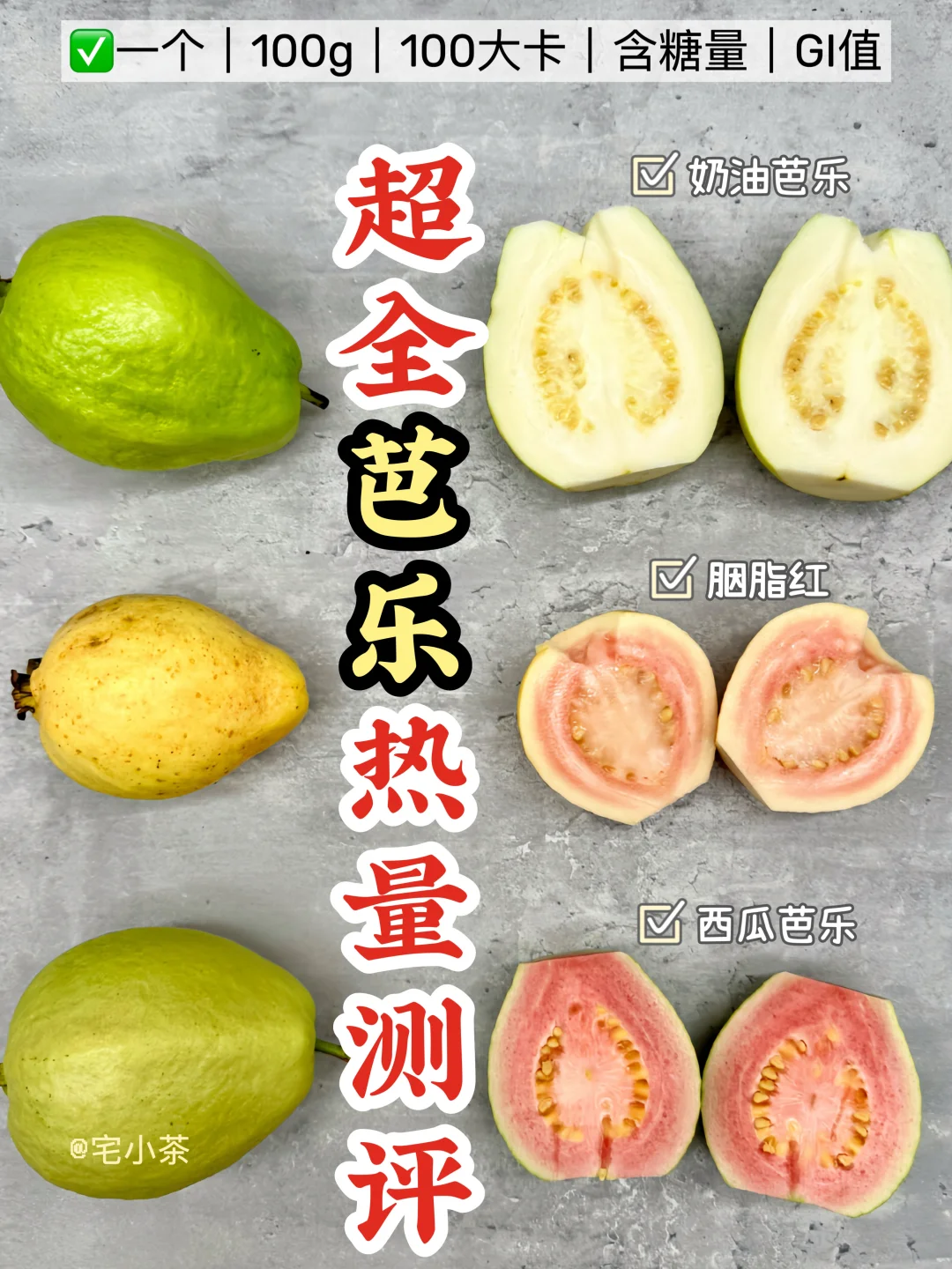 超全番石榴热量测评‼️100大卡/1个/100g✅
