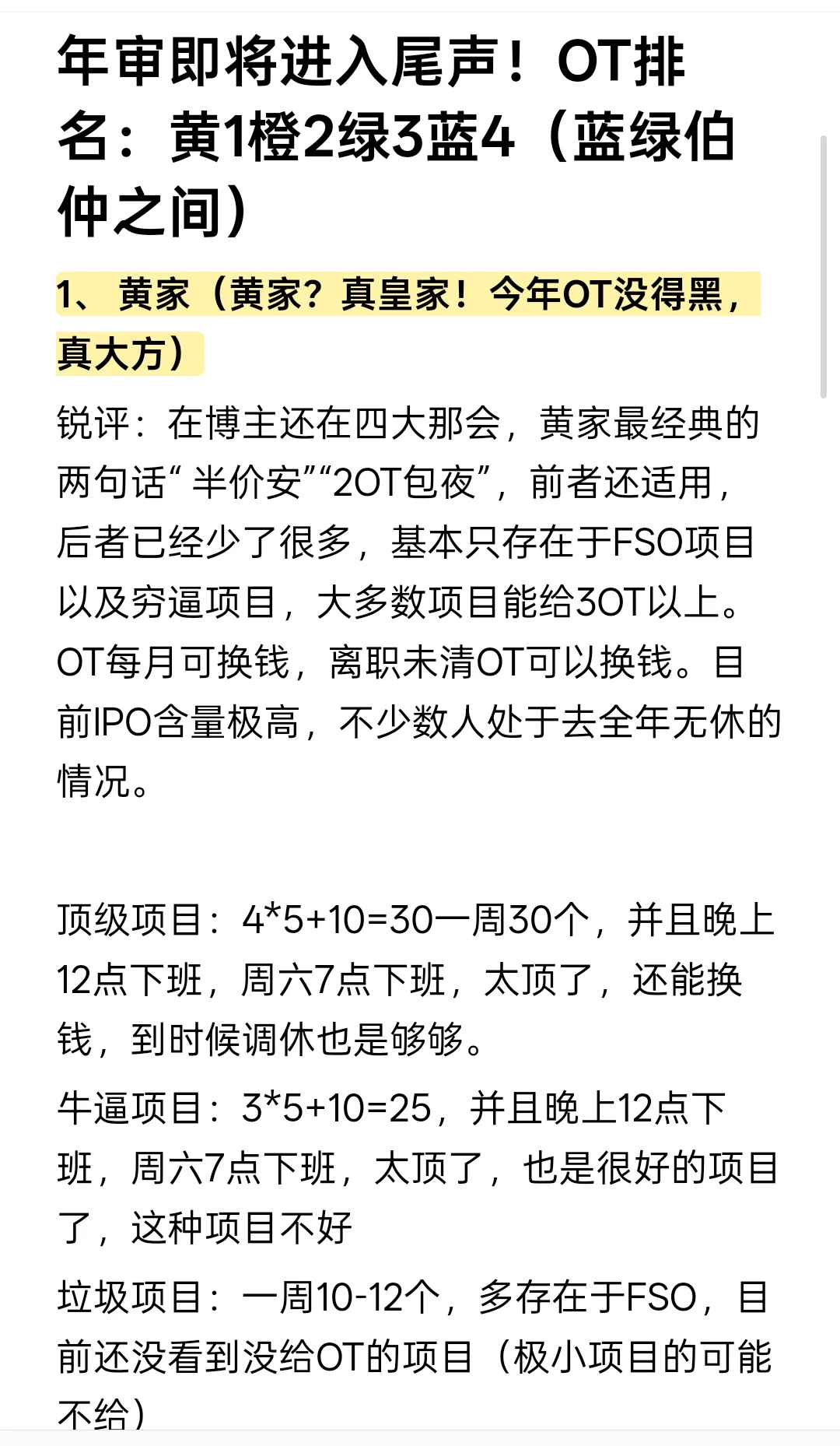 年审即将进入尾声！OT排名：黄1橙2绿3蓝4