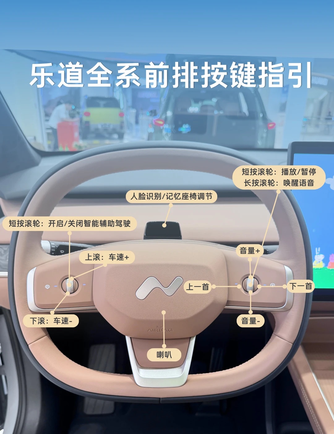 乐道全系前排按键指引｜新手车主必看！
刚提乐道的新手车主看过来！🚗✨
是不是对着各类操控按键一脸懵？
别慌！今天整理一份乐道全系通用的前排核心操控指南！
	
主控屏各个按键啥意思？怎么调节远近灯光？座椅怎么调节？🚙
一文解决你的问题！新手快速上手、老车主查漏补缺✅
	
还有哪些不懂的欢迎在评论区问我