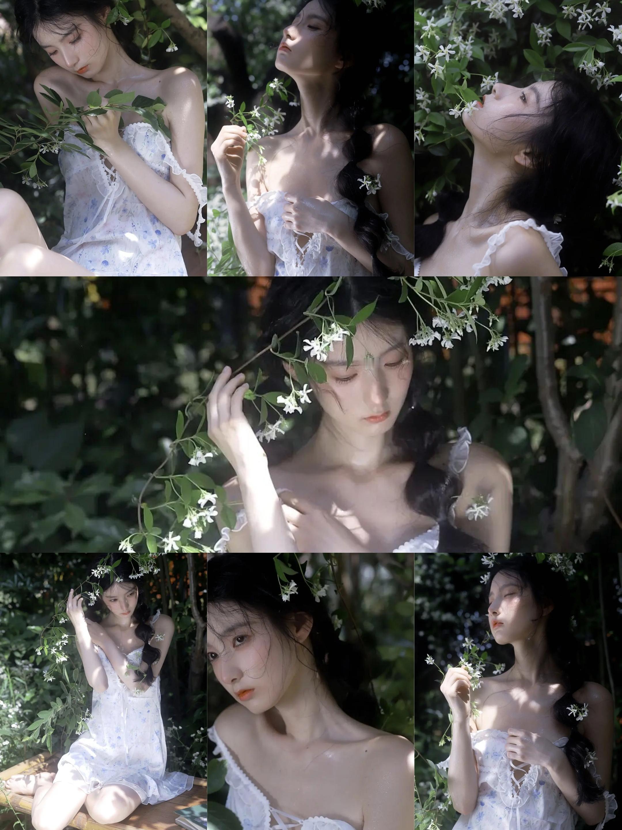 夏日花海中的少女，清新自然，宛如仙境。唯美的拍摄风格，总是有一种悲伤感，破碎感