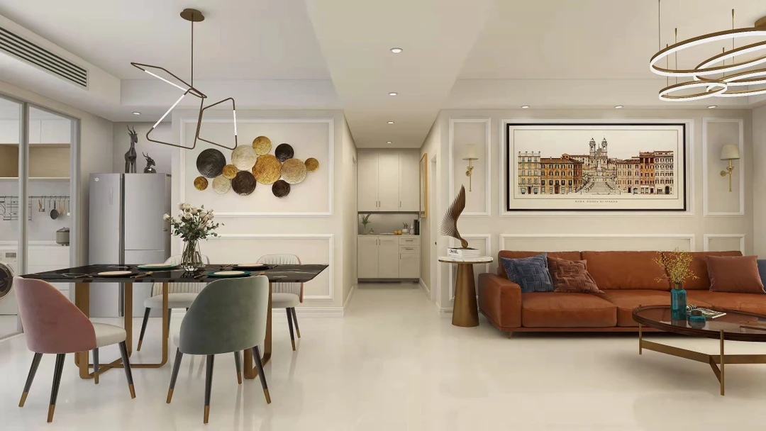 125㎡轻奢风装修设计，客餐一体格调满满！