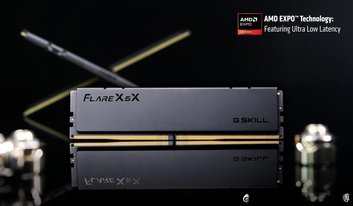 【芝奇推出Flare X5X内存】日前，芝奇正式推出Flare X5X系列DDR5内存，该系列支持AMD EXPO超低延迟技术，首发规格为32GB套装，由两根16GB内存模组组成。该系列内存的核心亮点在于支持AMD最新的EXPO ULL技术，AMD EXPO ULL是一种增强型内存超频规范，它通过在SPD芯片中存储比标准规范更丰富的内存副时序 ​