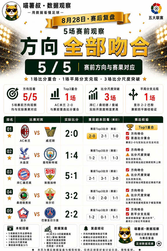 昨天这5场，方向全部吻合！但我确更想聊偏差