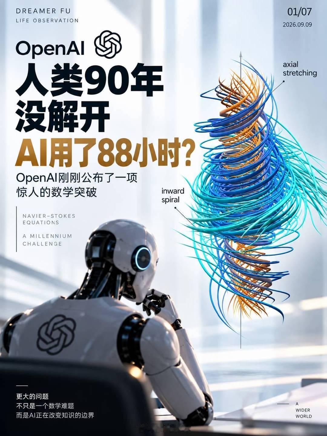 #AI的发现人类终将理解不了#OpenAI 用 88 小时碰了一个 90 年没人解开的方程。转头 25 位菲尔兹奖得主联名发文章，就一句，慢点，等等我们看懂。

以前再难的证明，绕远路也能一步步讲给人听。现在能跑出 1300 万行的证明，机器看得懂，人看不动。这东西以后只会越来越多吧。 ​