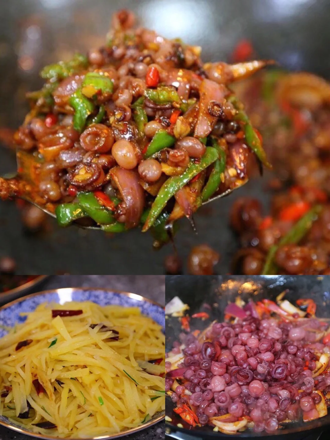 美姐姐家的晚餐：酱炒海灵菇，青椒土豆丝儿