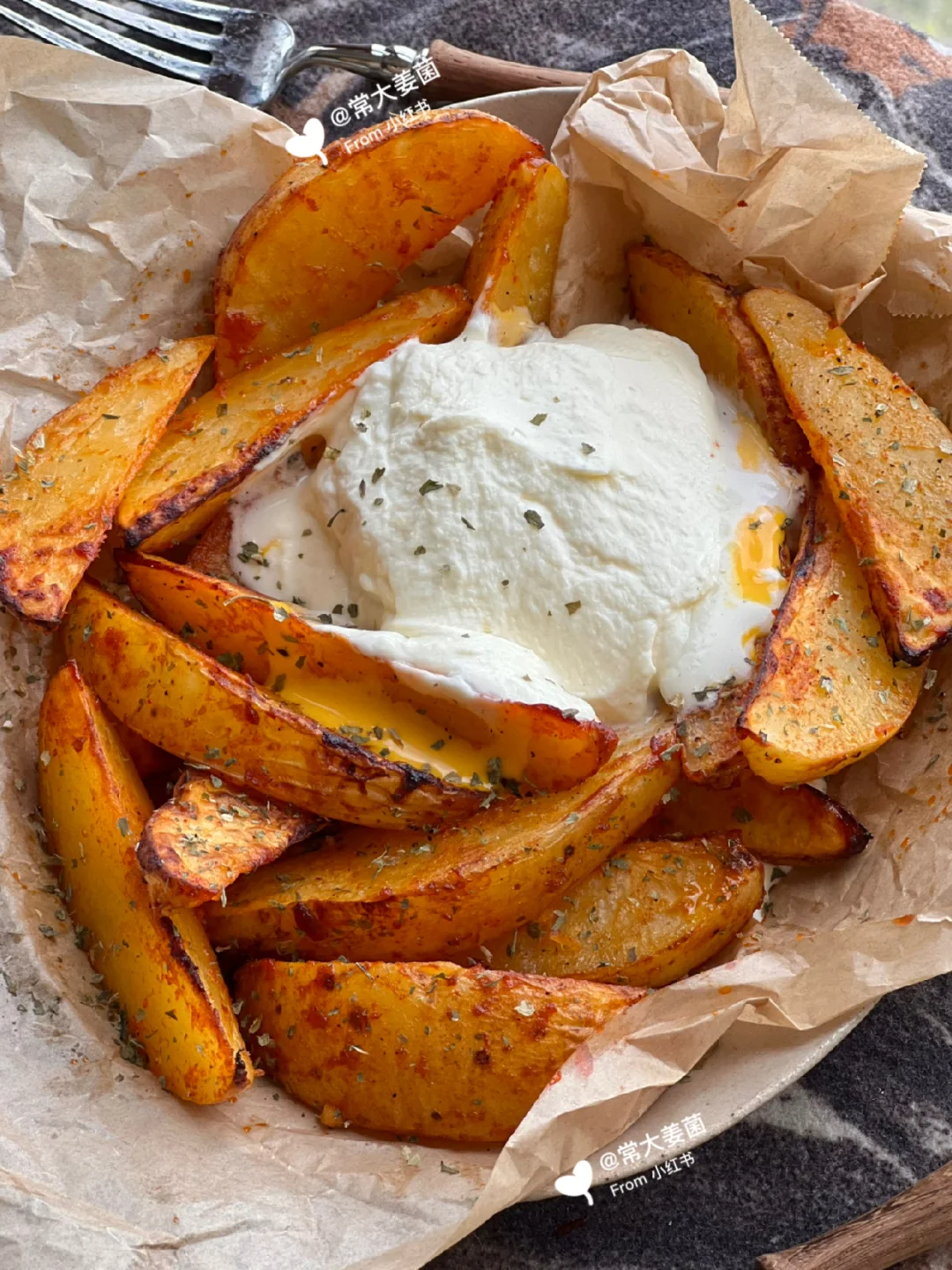 健康“炸”薯角很哇塞！！🧀🥔（蘸着海盐奶盖～